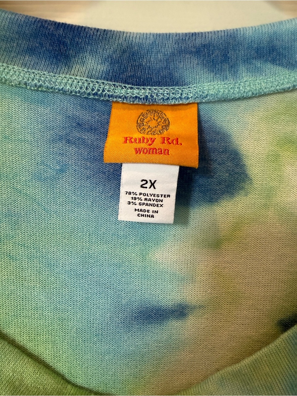 # Ruby Rd. 2X Tie-Dye Scoop Neck Slouchy Sweatshirt in Blue & Green - Picture 2 of 5